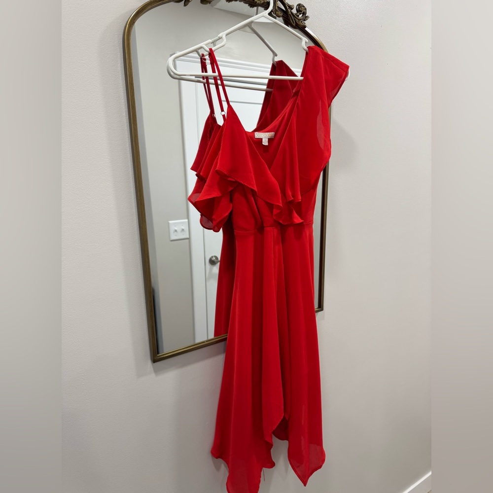 Asymmetrical Red Ruffle Dress